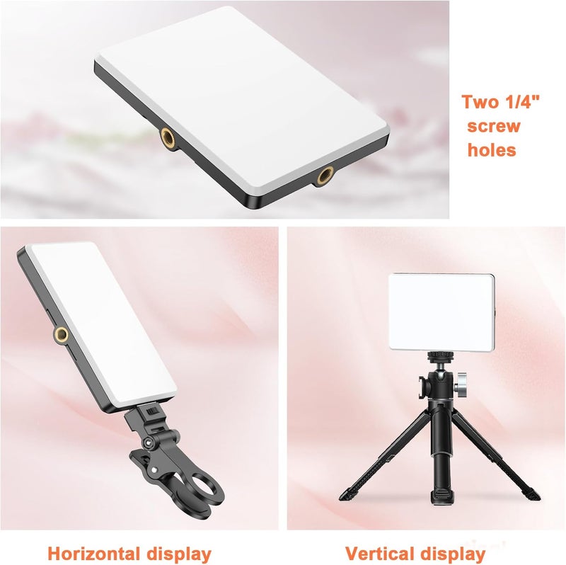 TONEOF Portable Selfie Light,Rechargable 60 LED PhoneLight with Clip & Double 1/4" Screw Hole,2500k-9000K Dimmable for iPhone,Android,Laptop,Tablet,Selfie/Video Conference - Image 4